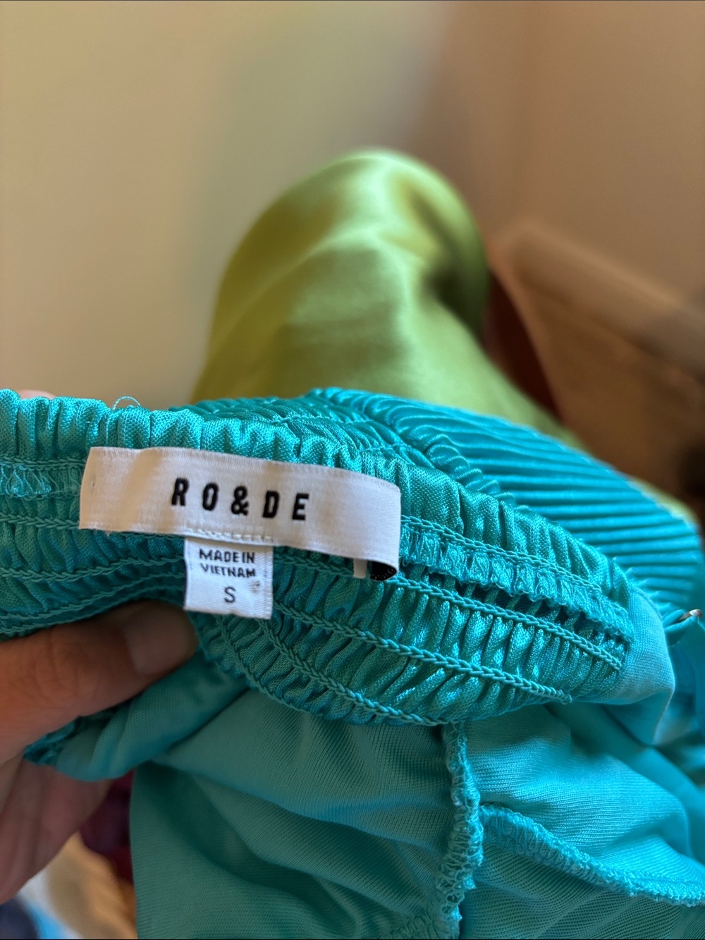 Ro & De Teal Pleated Satin Tie Back Crop Top Size Small Y2K Party Cami - Picture 6 of 6